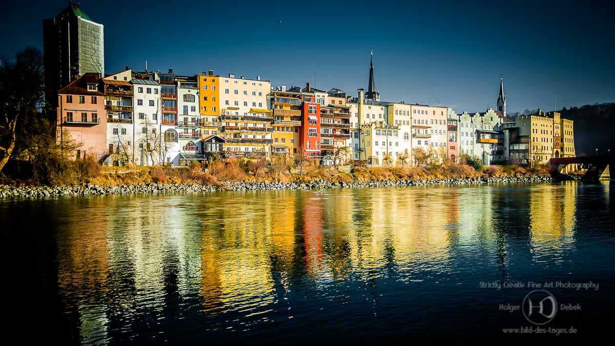 Wasserspiegelung Wasserburg am Inn